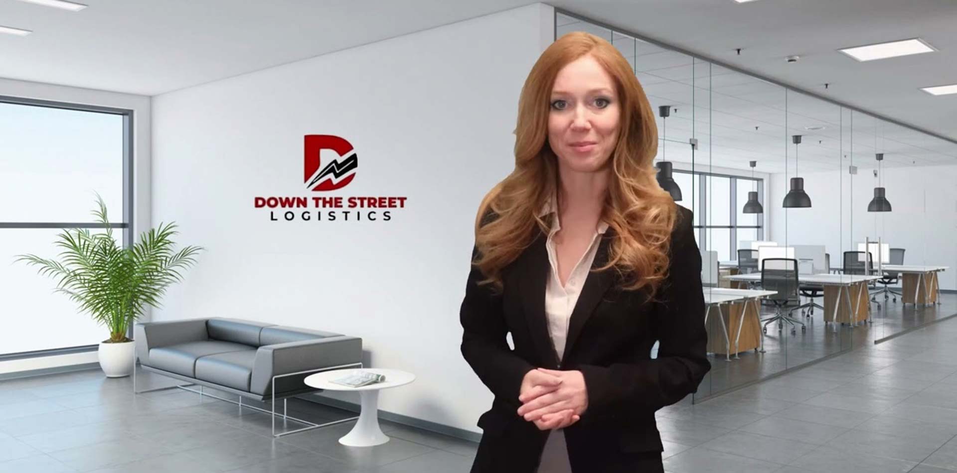 Professional woman in suit standing in office setting in Phoenix