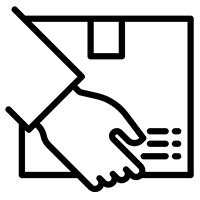 hand holding a box icon